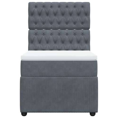 Box spring krevet s madracem tamnosivi 80 x 200 cm baršunasti - Tamno siva 80 x 200 cm Dizajn s gumbima Cijena