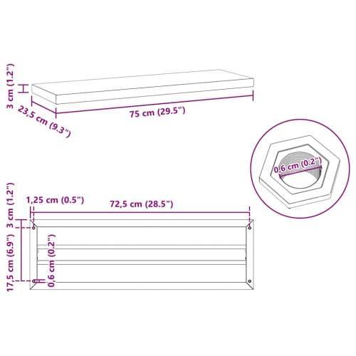 Zidne police 2 kom 75x23,5x3 cm crne nehrđajući čelik - Crna 75 x 23.5 x 3 cm 1 Cijena