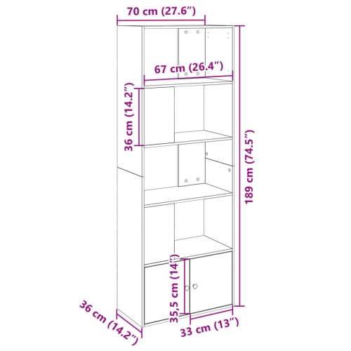 Regal za knjige bijeli 70 x 36 x 189 cm od konstruiranog drva - Bijela 1 70 cm Cijena