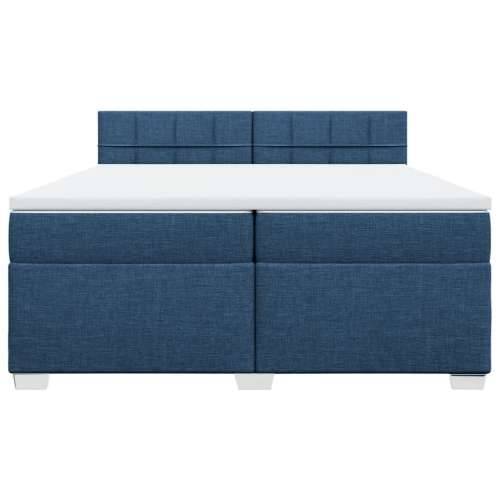 Krevet s oprugama i madracem plavi 200 x 200 cm od tkanine - Plava 200 x 200 cm Blok s kvadratima Cijena