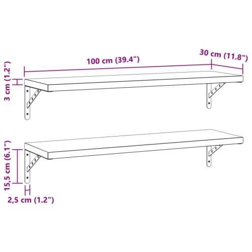 Zidne police 2 kom 100 x 30 cm crne nehrđajući čelik - Crna 100 x 30 cm 1 Cijena