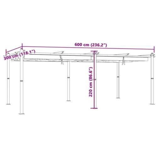 Vrtna sjenica s pomičnim krovom 3 x 6 m krem aluminijska - Krema 1 Cijena