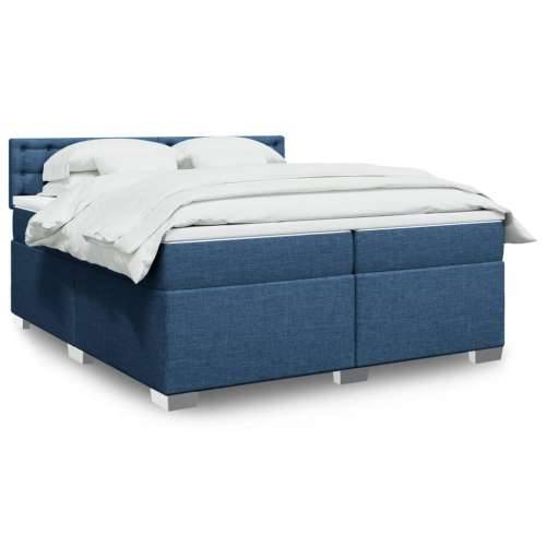 Krevet s oprugama i madracem plavi 200 x 200 cm od tkanine Plava 200 x 200 cm gumbi Cijena