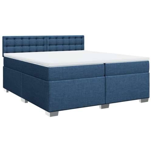 Krevet s oprugama i madracem plavi 200 x 200 cm od tkanine Plava 200 x 200 cm gumbi Cijena
