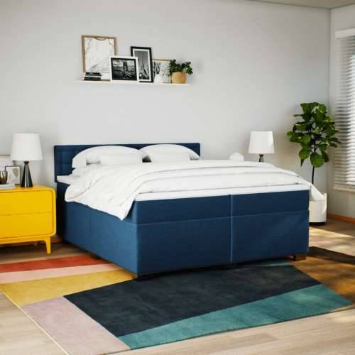 Krevet s oprugama i madracem plavi 200 x 200 cm od tkanine Plava 200 x 200 cm gumbi Cijena