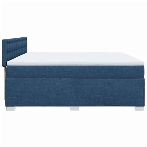 Krevet s oprugama i madracem plavi 200 x 200 cm od tkanine Plava 200 x 200 cm gumbi Cijena