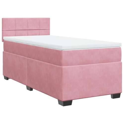 Box spring krevet s madracem ružičasti 80 x 200 cm baršunasti - Ružičasta 80 x 200 cm Blok s kvadratima Cijena