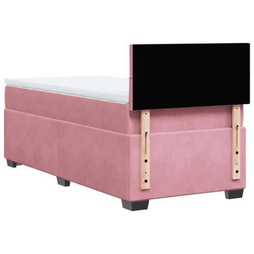 Box spring krevet s madracem ružičasti 80 x 200 cm baršunasti - Ružičasta 80 x 200 cm Blok s kvadratima Cijena