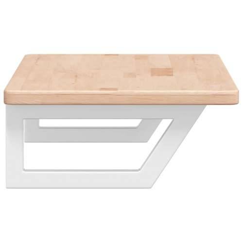 Zidna polica za Lavabo - Umivaonik od čelika i masivne hrastovine - Smeđa i bijela 80 x 40 x 2.5 cm 1 Trapez Cijena