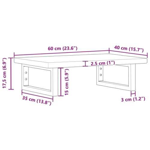 Zidna polica za Lavabo - Umivaonik od čelika i masivne hrastovine - Smeđa i bijela 60 x 40 x 2.5 cm 1 Pravokutno Cijena
