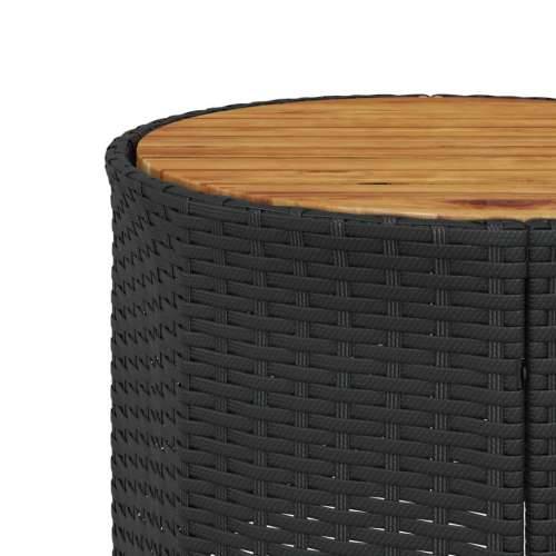 Vrtna garnitura - 3-dijelni set vrtnih sofa crni polukružni od poliratana - Crna 1 s drvenim stolom Cijena