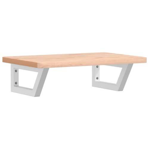 Zidna polica za Lavabo - Umivaonik od čelika i masivne bukovine - Smeđa i bijela 60 x 40 x 2.5 cm 1 Trapez Cijena