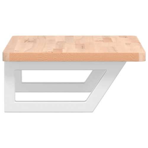 Zidna polica za Lavabo - Umivaonik od čelika i masivne bukovine - Smeđa i bijela 60 x 40 x 2.5 cm 1 Trapez Cijena