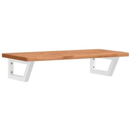 Zidna polica za Lavabo - Umivaonik od čelika i masivne bukovine - tamno smeđe i bijele boje 80 x 40 x 2.5 cm 1 Trapez Cijena