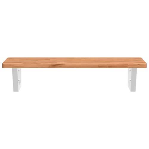 Zidna polica za Lavabo - Umivaonik od čelika i masivne bukovine - tamno smeđe i bijele boje 80 x 40 x 2.5 cm 1 Trapez Cijena