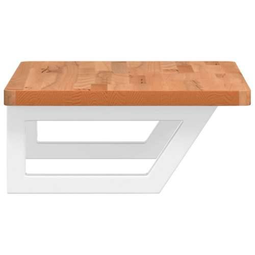 Zidna polica za Lavabo - Umivaonik od čelika i masivne bukovine - tamno smeđe i bijele boje 60 x 40 x 2.5 cm 1 Trapez Cijena