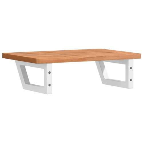 Zidna polica za Lavabo - Umivaonik od čelika i masivne bukovine - tamno smeđe i bijele boje 60 x 40 x 2.5 cm 1 Trapez Cijena