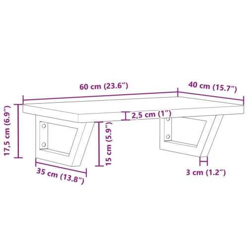 Zidna polica za Lavabo - Umivaonik od čelika i masivne bukovine - tamno smeđe i bijele boje 60 x 40 x 2.5 cm 1 Trapez Cijena