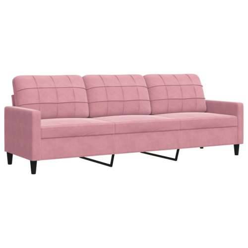 3-dijelni set sofa s jastucima ružičasti baršunasti - Ružičasta Bez oslonca za noge Cijena