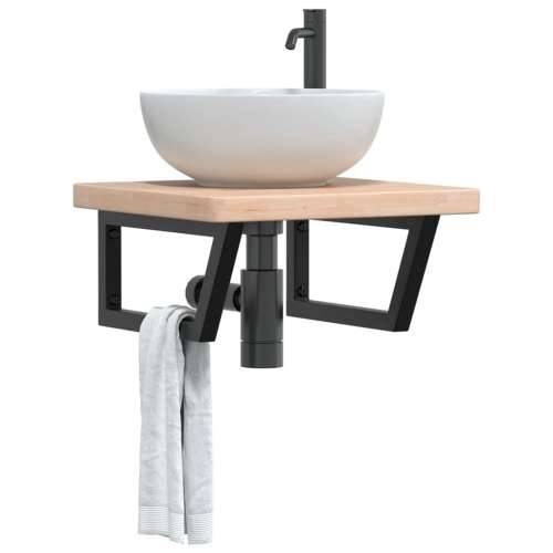 Zidna polica za Lavabo - Umivaonik od čelika i masivne hrastovine - Smeđa i crna 50 x 50 x 4 cm 1 Trapez Cijena