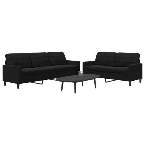 2-dijelni set sofa s jastucima crni baršunasti - Crna Bez oslonca za noge Cijena