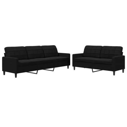 2-dijelni set sofa s jastucima crni baršunasti - Crna Bez oslonca za noge Cijena