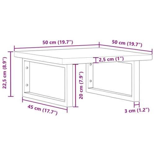 Zidna polica za Lavabo - Umivaonik od čelika i masivne hrastovine - svijetlo smeđa i crna 50 x 50 x 2.5 cm 1 Pravokutno Cijena