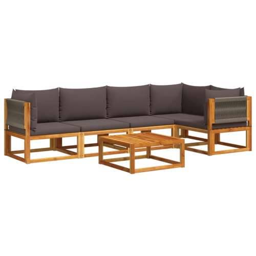6-dijelna set vrtnih sofa s jastucima masivno bagremovo drvo - Siva 1 2x srednja + 3x kutna + stol Cijena