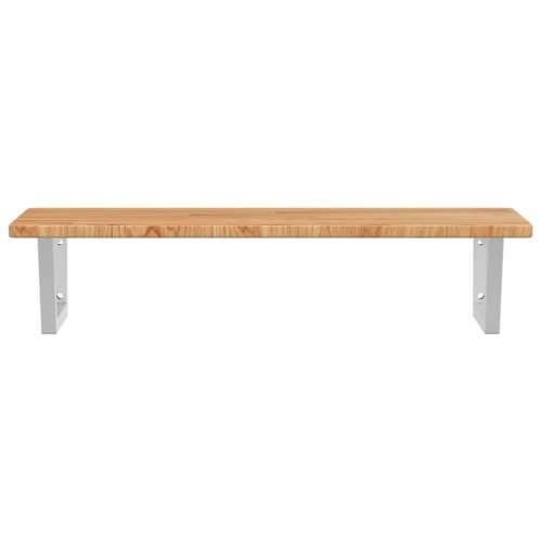 Zidna polica za Lavabo - Umivaonik od čelika i masivne hrastovine - svijetlo smeđa i bijela 100 x 50 x 2.5 cm 1 Trapez Cijena