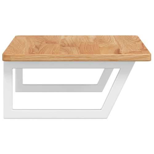 Zidna polica za Lavabo - Umivaonik od čelika i masivne hrastovine - svijetlo smeđa i bijela 100 x 50 x 2.5 cm 1 Trapez Cijena