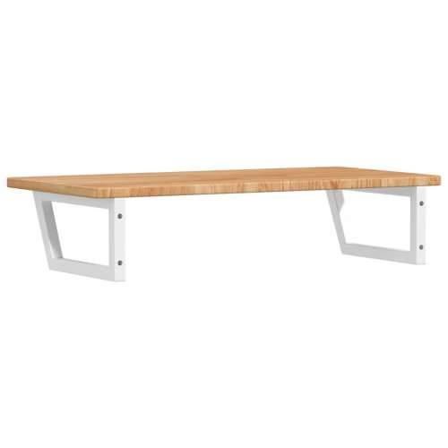 Zidna polica za Lavabo - Umivaonik od čelika i masivne hrastovine - svijetlo smeđa i bijela 100 x 50 x 2.5 cm 1 Trapez Cijena
