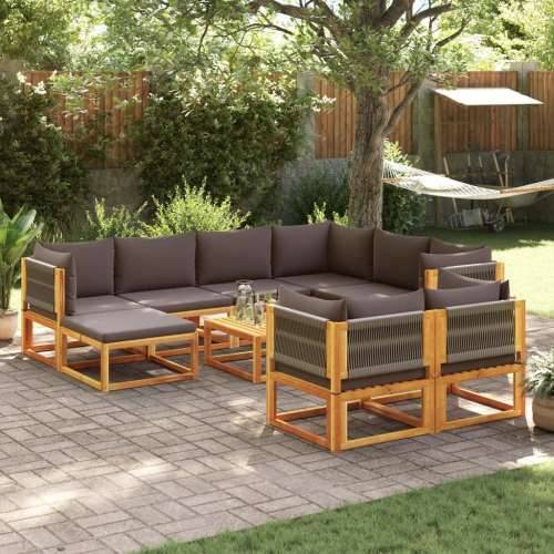 10-dijelna set vrtnih sofa s jastucima masivno bagremovo drvo - Siva 1 5x kutna + 3x srednja + tabure + stol Cijena