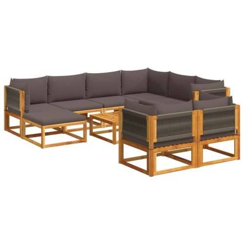 10-dijelna set vrtnih sofa s jastucima masivno bagremovo drvo - Siva 1 5x kutna + 3x srednja + tabure + stol Cijena