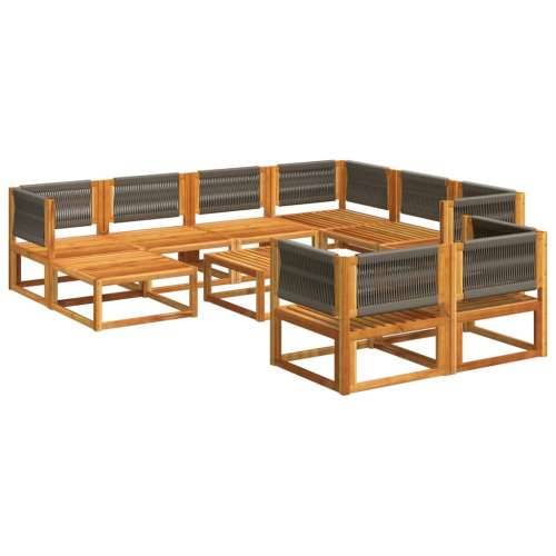 10-dijelna set vrtnih sofa s jastucima masivno bagremovo drvo - Siva 1 5x kutna + 3x srednja + tabure + stol Cijena