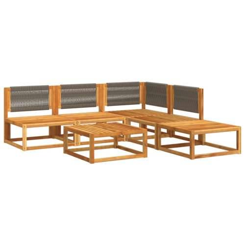 6-dijelna set vrtnih sofa s jastucima masivno bagremovo drvo - Siva 1 kutna + 3x srednja + tabure + stol Cijena