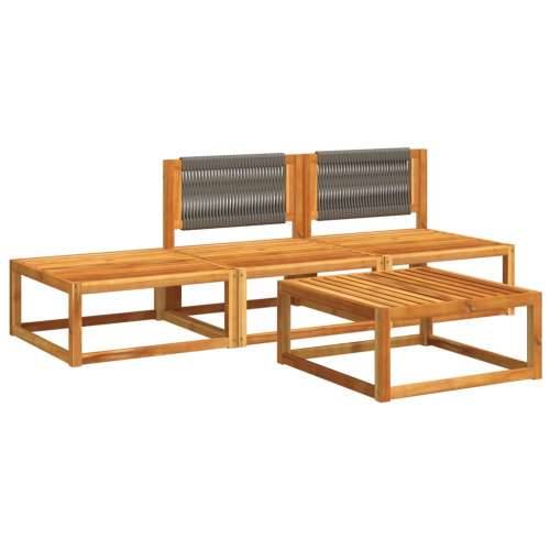 Vrtna garnitura - 4-dijelni set vrtnih sofa s jastucima masivno bagremovo drvo - Siva 1 2x srednja + tabure + stol Cijena