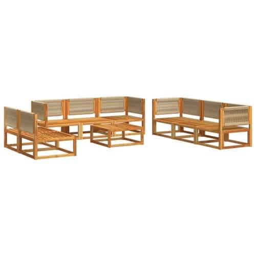 9-dijelna set vrtnih sofa s jastucima masivno bagremovo drvo - Krema 1 4x kutna + 4x srednja + stol Cijena
