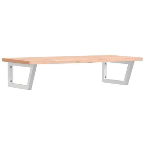 Zidna polica za Lavabo - Umivaonik od čelika i masivne bukovine - Smeđa i bijela 100 x 50 x 2.5 cm 1 Trapez Cijena