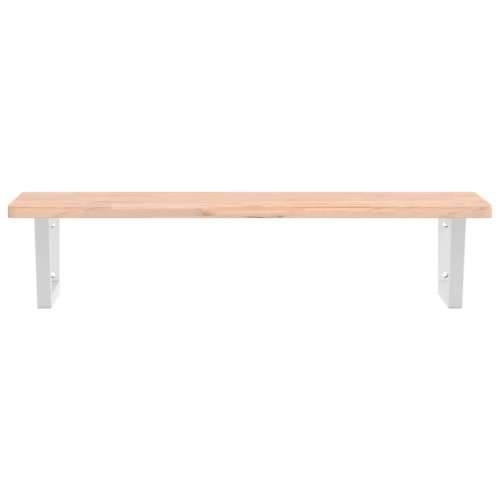 Zidna polica za Lavabo - Umivaonik od čelika i masivne bukovine - Smeđa i bijela 100 x 50 x 2.5 cm 1 Trapez Cijena