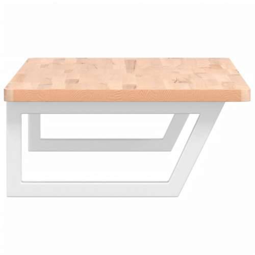 Zidna polica za Lavabo - Umivaonik od čelika i masivne bukovine - Smeđa i bijela 100 x 50 x 2.5 cm 1 Trapez Cijena