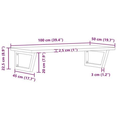 Zidna polica za Lavabo - Umivaonik od čelika i masivne bukovine - Smeđa i bijela 100 x 50 x 2.5 cm 1 Trapez Cijena