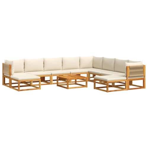 Vrtna garnitura - 11-dijelni set vrtnih sofa s jastucima masivno bagremovo drvo - Krema 1 3x kutna + 5x srednja + 2x tabure + st Cijena