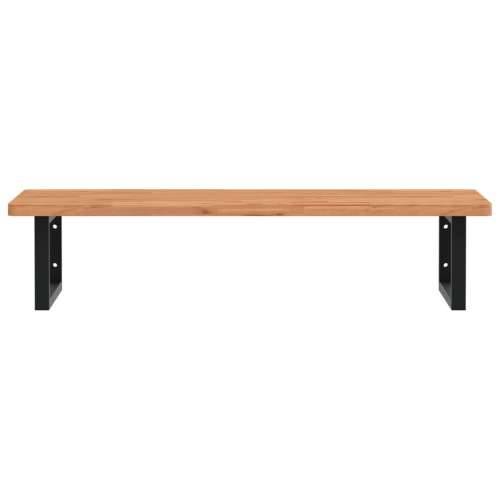 Zidna polica za Lavabo - Umivaonik od čelika i masivne bukovine - tamno smeđa i crna 100 x 50 x 2.5 cm 1 Pravokutno Cijena