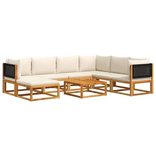 8-dijelna set vrtnih sofa s jastucima masivno bagremovo drvo - Crna i krem 3x kutna + 3x srednja + tabure + stol 1 Cijena