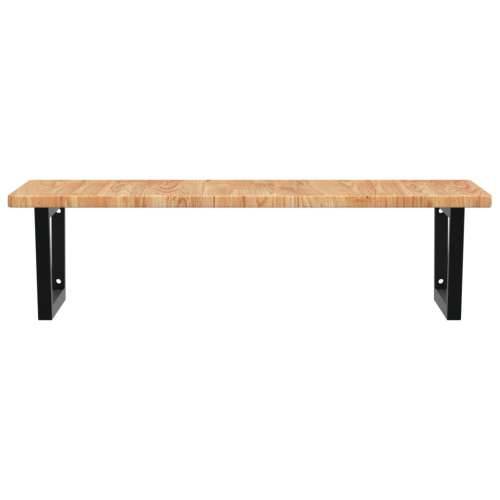 Zidna polica za Lavabo - Umivaonik od čelika i masivne hrastovine - svijetlo smeđa i crna 100 x 60 x 2.5 cm 1 Trapez Cijena
