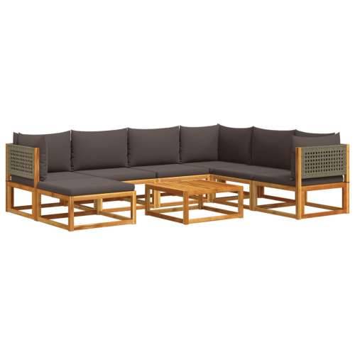 8-dijelna set vrtnih sofa s jastucima masivno bagremovo drvo - Siva 3x kutna + 3x srednja + tabure + stol 1 Cijena