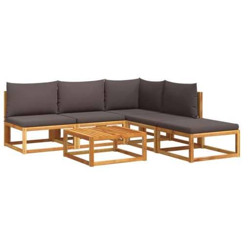6-dijelna set vrtnih sofa s jastucima masivno bagremovo drvo - Siva kutna + 3x srednja + tabure + stol 1 Cijena