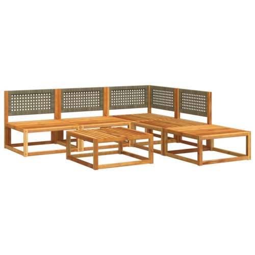 6-dijelna set vrtnih sofa s jastucima masivno bagremovo drvo - Siva kutna + 3x srednja + tabure + stol 1 Cijena