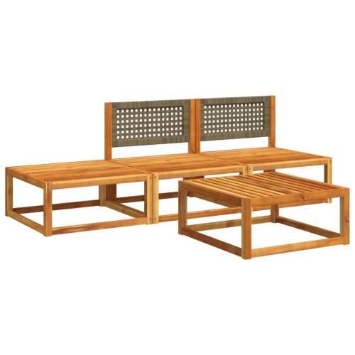Vrtna garnitura - 4-dijelni set vrtnih sofa s jastucima masivno bagremovo drvo - Siva 2x srednja + tabure + stol 1 Cijena