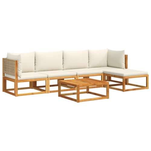 6-dijelna set vrtnih sofa s jastucima masivno bagremovo drvo - bež i krem 2x kutna + 2x srednja + tabure + stol 1 Cijena